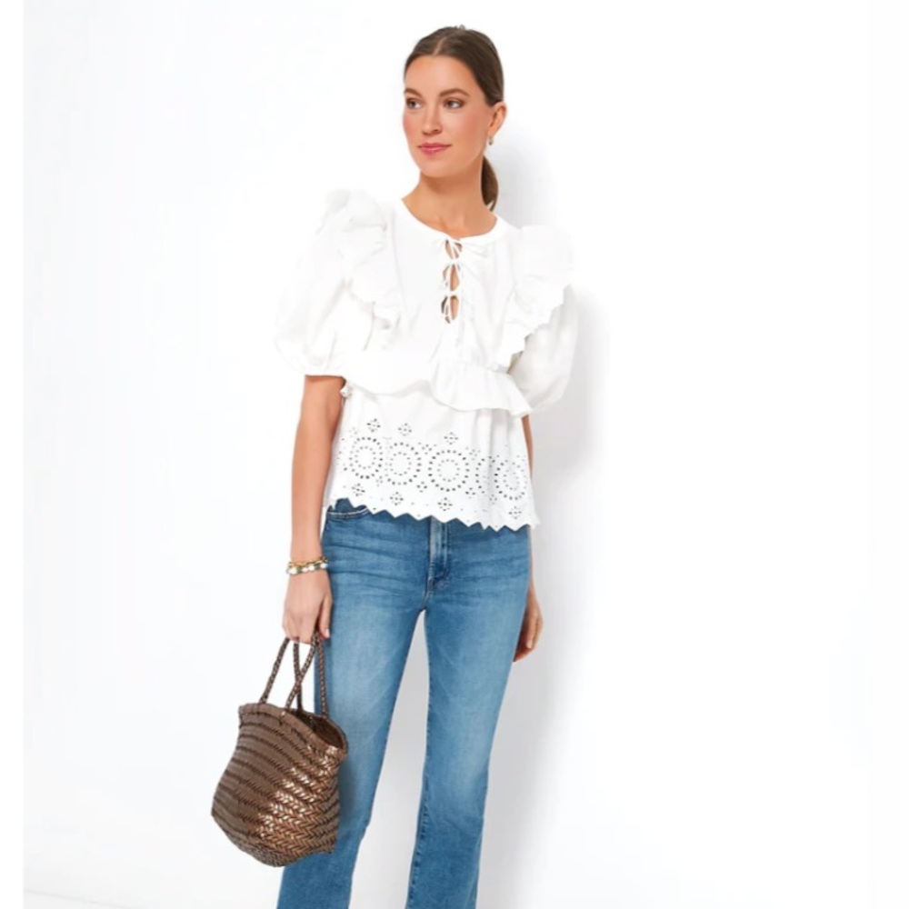 Tuckernuck White Ruffle Blouse